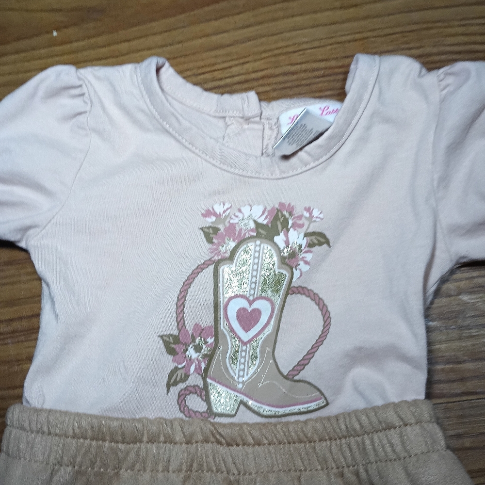 Little Lass Toddler Girl 2T Western Cowgirl One Piece Dress Pink Boot Ruffles - Picture 3 of 5